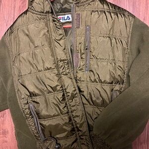 Fila Green Puffer Jacket Quilted Outdoor Essential